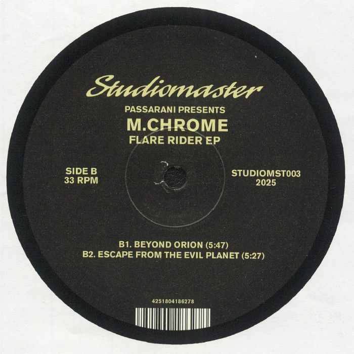 Passarani M.Chrome – Flare Rider EP (12", Studiomaster, 2025) Back Cover