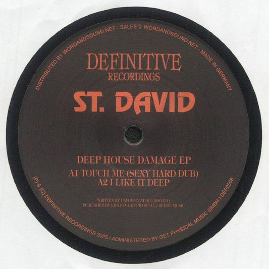 St. David – Deep House Damage EP (12", Definitive Recordings, 2025) Front Cover