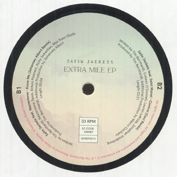 Satin Jackets – Extra Mile EP (12", Golden Hour Recordings, 2026) Back Cover