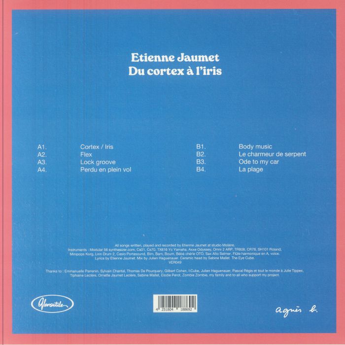 Etienne Jaumet – Du Cortex à L’iris (12", Versatile Records, 2026) Back Cover