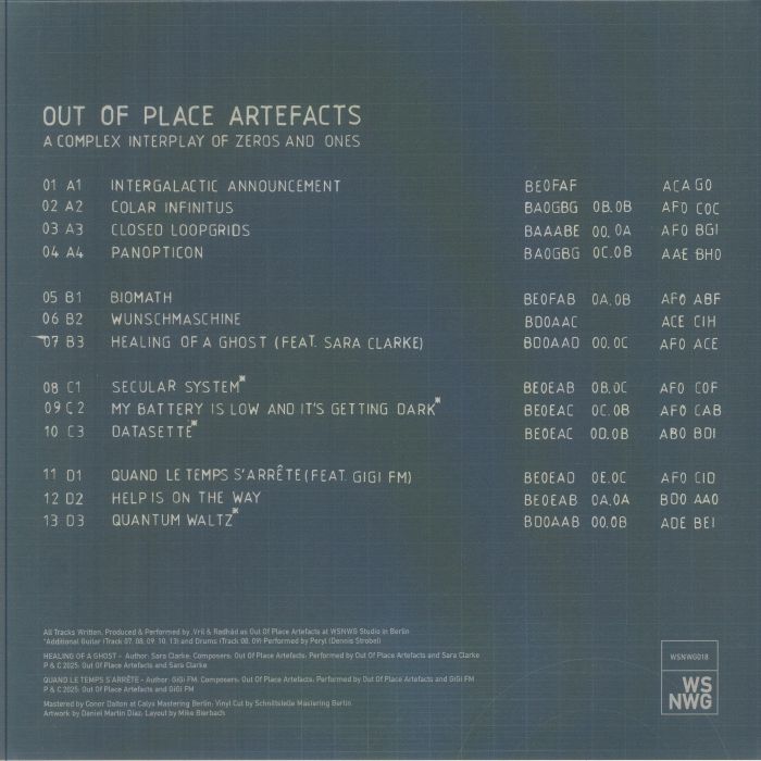 Out Of Place Artefacts – A Complex Interplay Of Zeros And Ones (2xLP, WSNWG, 2026) Back Cover
