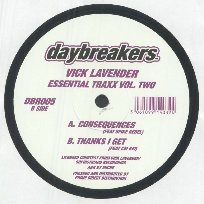 Vick Lavender – Essential Traxx Vol. Two (12", Daybreakers, 2026) Back Cover