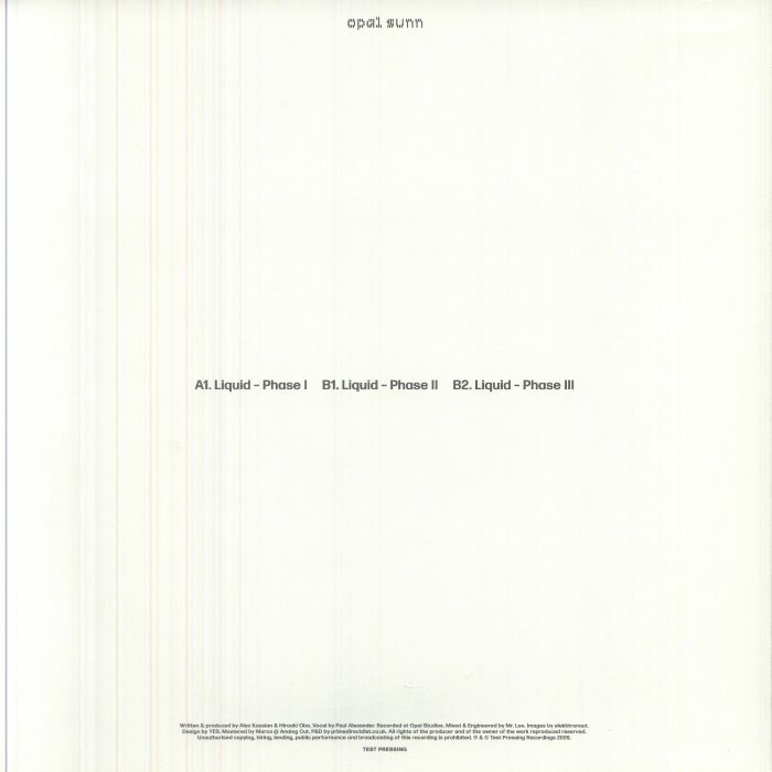 Opal Sunn – Liquid (12", Test Pressing Recordings, 2026) Back Cover