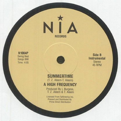 A  High Frequency – Summertime (12", NIA Records, 2026) Back Cover