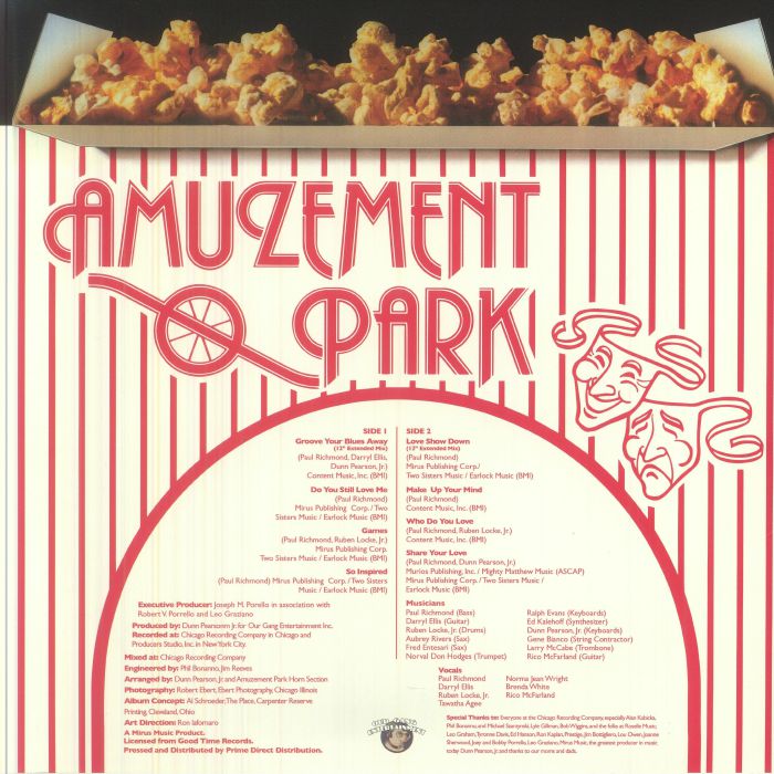 Amuzement Park – Amuzement Park (LP, Butter Popcorn Yellow, Our Gang Entertainment, 2026) Back Cover