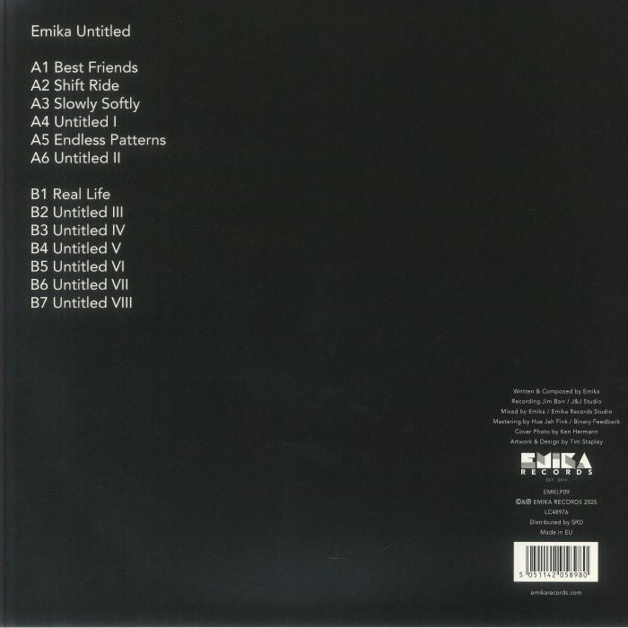 Emika – Untitled (LP, Orange, Emika Records, 2026) Back Cover