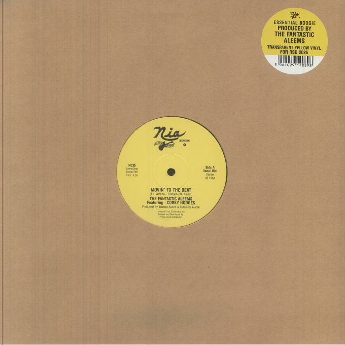 The Fantastic Aleems Featuring Corky Hodges – Movin' To The Beat (12", Yellow, NIA Records, 2026) Front Cover