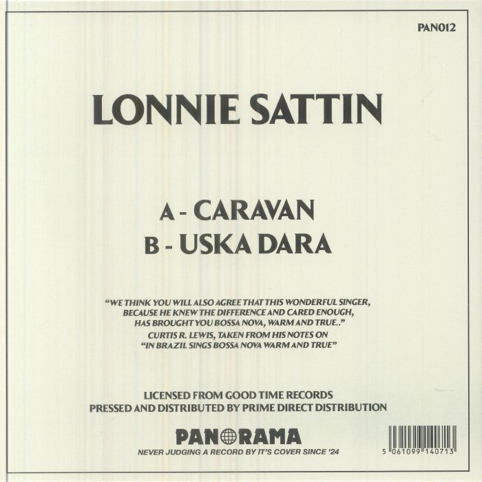 Lonnie Sattin – Caravan / Uska Dara (7", PANORAMA, 2026) Back Cover