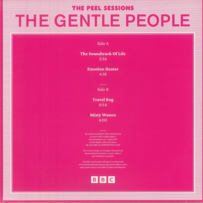 The Gentle People – The Peel Sessions (12", WRWTFWW Records Switzerland, 2026) Back Cover