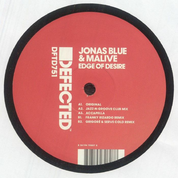 Jonas Blue Malive – Edge of Desire (12", Defected, 2026) Back Cover