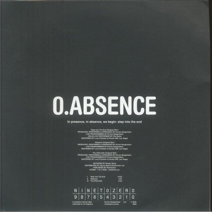 Enrico Sangiuliano – Absence EP (12", Ninetozero, 2026) Back Cover