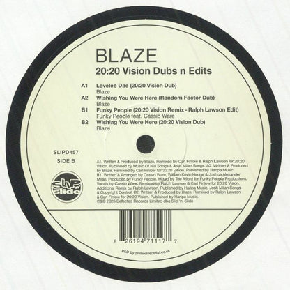 Blaze – 20:20 Vision Dubs N Edits (12", Slip 'n' Slide, 2026) Back Cover