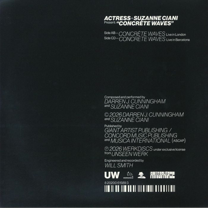 Actress Suzanne Ciani – Concrète Waves (2xLP, Werk Discs, 2026) Back Cover