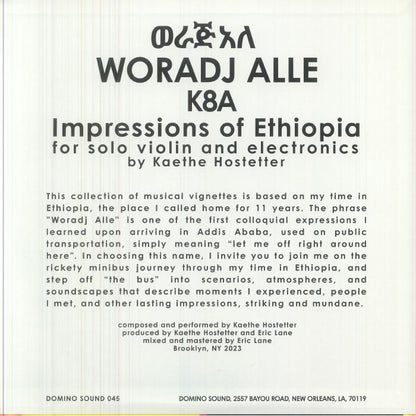 K8A – Woradj Alle (LP, Domino Sound, 2026) Back Cover