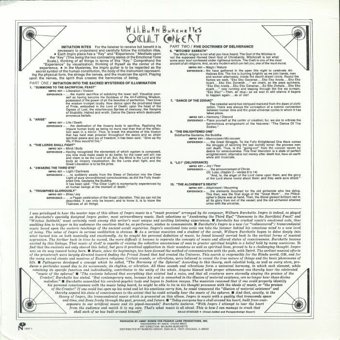 Wilburn Burchette – Occult Concert (LP, White, Numero Group, 2026) Back Cover