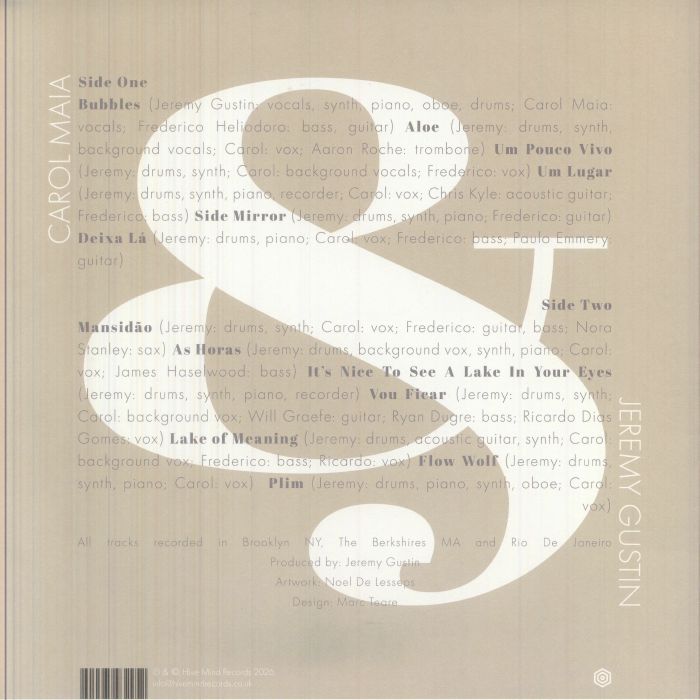 Carol Maia & Jeremy Gustin – It's Nice To See A Lake In Your Eyes (LP, Hive Mind Records, 2026) Back Cover