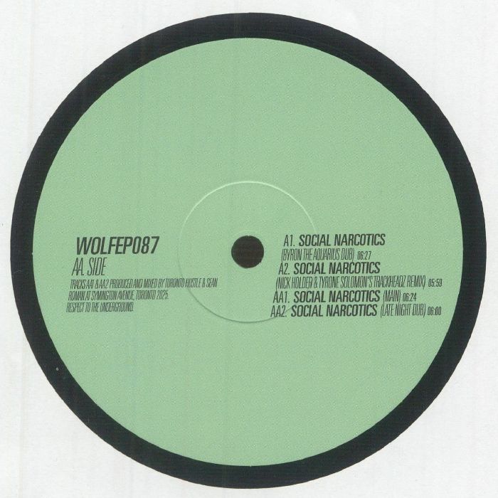 Toronto Hustle Sean Roman – Social Narcotics (12", Wolf Music Recordings, 2026) Back Cover