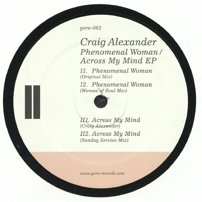 Craig Alexander – Phenomenal Woman / Across My Mind (12", Yore Records, 2026) Back Cover