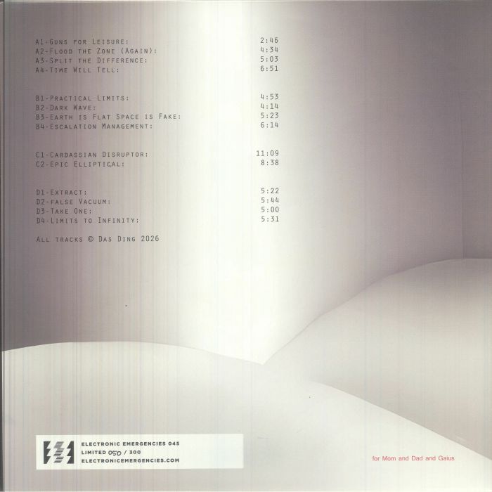 Das Ding – Practical Limits Of Nihilism (2xLP, White, Electronic Emergencies, 2026) Back Cover