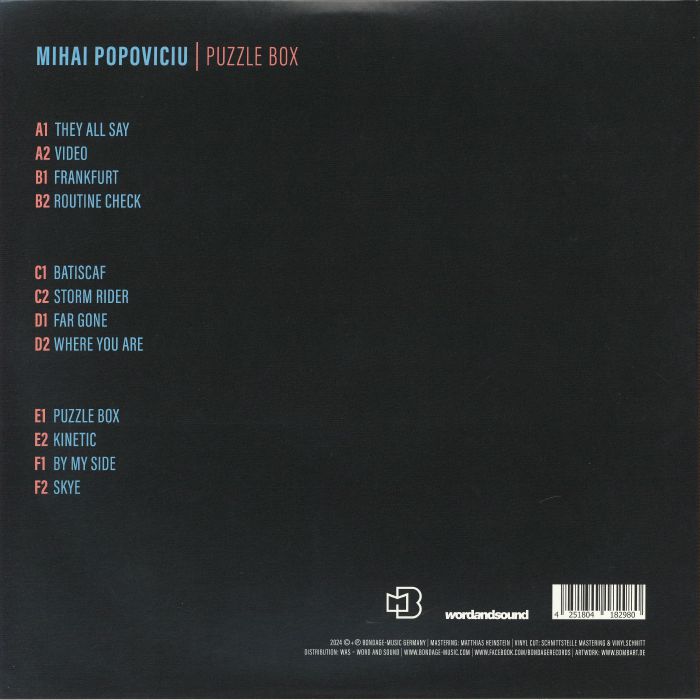Mihai Popoviciu – Puzzle Box (3x12", 180g, Sky Blue, Bondage Music, 2026) Back Cover
