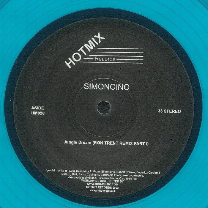 Simoncino – Jungle Dream (Ron Trent Remixes) (12", Clear Turquoise, HotMix Records, 2026) Front Cover