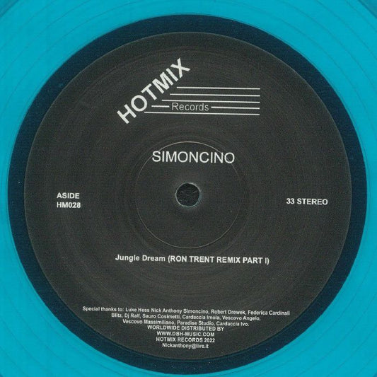 Simoncino – Jungle Dream (Ron Trent Remixes) (12", Clear Turquoise, HotMix Records, 2026) Front Cover