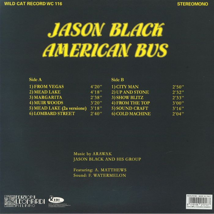 Jason Black – American Bus (LP, Edizioni Redi, 2026) Back Cover