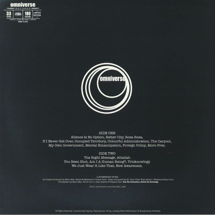 Marc Mac – Extend The Knowledge (LP, 180gram, Omniverse, 2026) Back Cover
