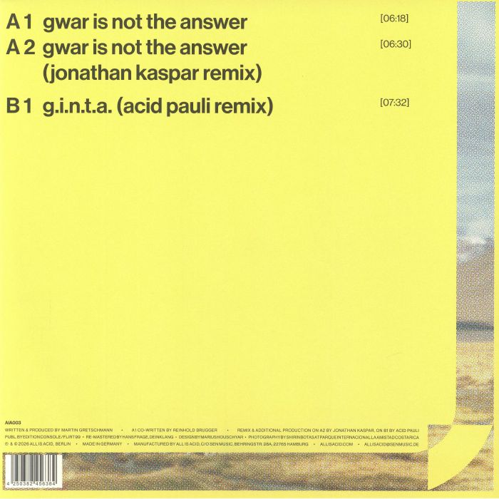Acid Pauli – Gwar Is Not The Answer (reissue) (12", All Is Acid, 2026) Back Cover