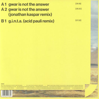 Acid Pauli – Gwar Is Not The Answer (reissue) (12", All Is Acid, 2026) Back Cover