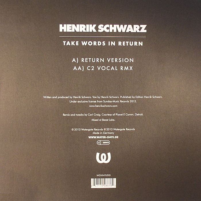 Henrik Schwarz - Take Words In Return (12")