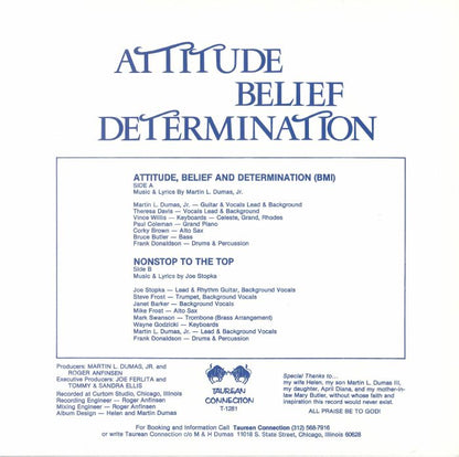 Martin L. Dumas, Jr. – Attitude, Belief & Determination (12", BBE, 2015) Back Cover