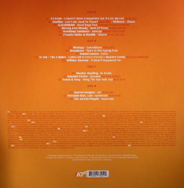 DJ Koze – DJ-Kicks (2xLP, Orange, !K7 Records, 2025) Back Cover
