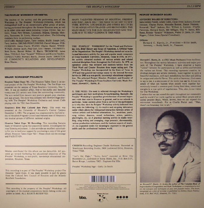 The People's Workshop – Houston Talent Expo '82 (LP, BBE, 2016) Back Cover