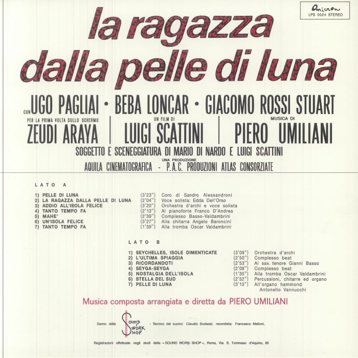 Piero Umiliani – La Ragazza Dalla Pelle Di Luna (LP, Schema, 2025) Back Cover