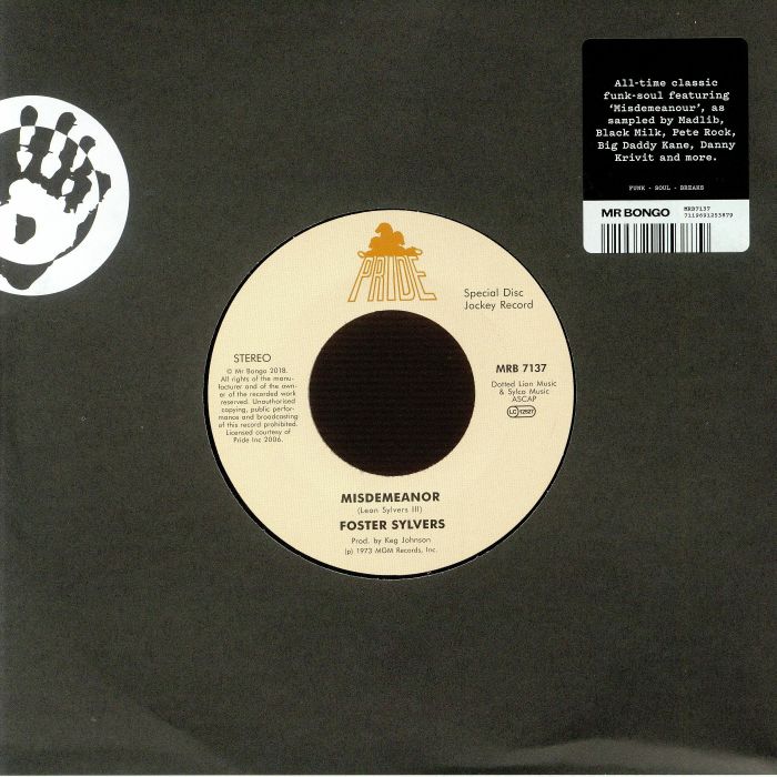 Foster Sylvers – Misdemeanor / When I'm Near You (7", Mr Bongo, 2018) Front Cover