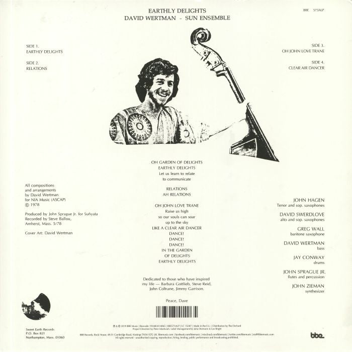 David Wertman Sun Ensemble – Earthly Delights (2xLP, Gatefold, BBE, 2019) Back Cover
