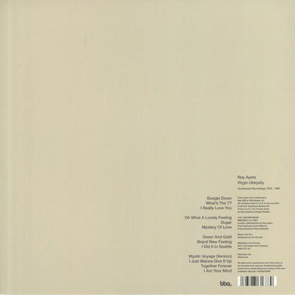 Roy Ayers – Virgin Ubiquity (Unreleased Recordings 1976-1981) (2xLP, Gatefold, BBE, 2020) Back Cover