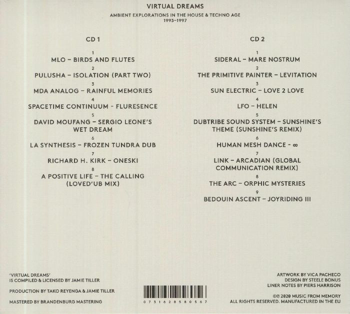 Various – Virtual Dreams (Ambient Explorations In The House & Techno Age, 1993​–1997) (2xCD, Music From Memory, 2020) Back Cover