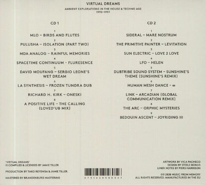 Various – Virtual Dreams (Ambient Explorations In The House & Techno Age, 1993​–1997) (2xCD, Music From Memory, 2020) Back Cover