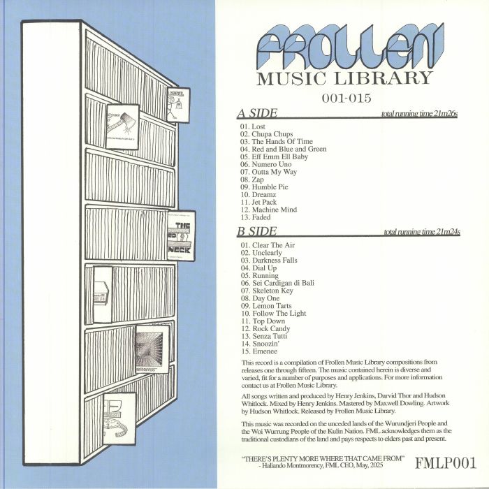 Frollen Music Library – 001–015 (LP, Frollen Music Library, 2025) Back Cover