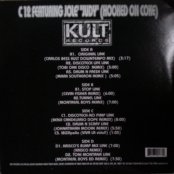 C12 Feat. Jole' – Judy (Hooked On Coke) (2x12", Kult Records, 1998) Back Cover