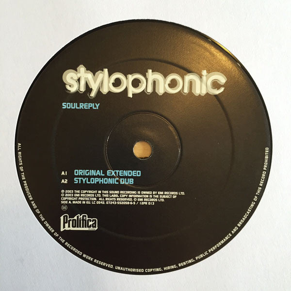 Stylophonic – Soulreply (12", Prolifica, 2003) Back Cover