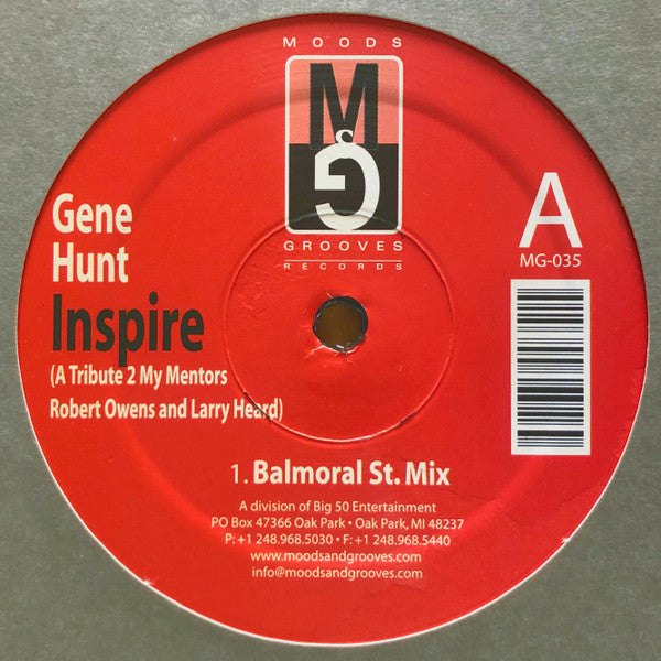 Gene Hunt – Inspire (12", Moods & Grooves, 2006) Front Cover