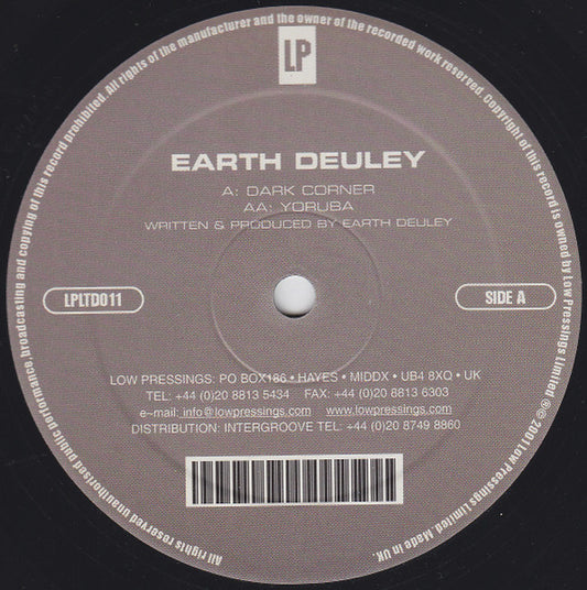 Earth Deuley – Dark Corner / Yoruba (12", Low Pressings Limited, 2002) Front Cover