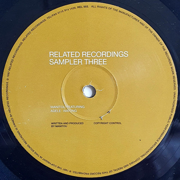 Manitou / Almighty Beatfreakz – Related Recordings Sampler Three (10", Related, 1998) Front Cover