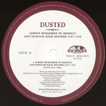 Dusted – Always Remember To Respect And Honour Your Mother - Part One (12", Go! Beat, 2000) Image 3