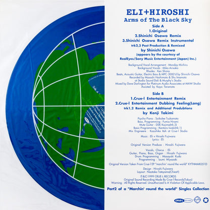 Eli + Hiroshi – Arms Of The Black Sky (12", Blue, Crue-L Records, 1999) Back Cover