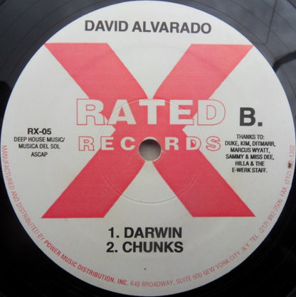 David Alvarado – Aurora (12", Rated X Records, 1995) Back Cover