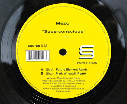 Mezo – Superconscious (12", Source Of Gravity, 2002) Back Cover